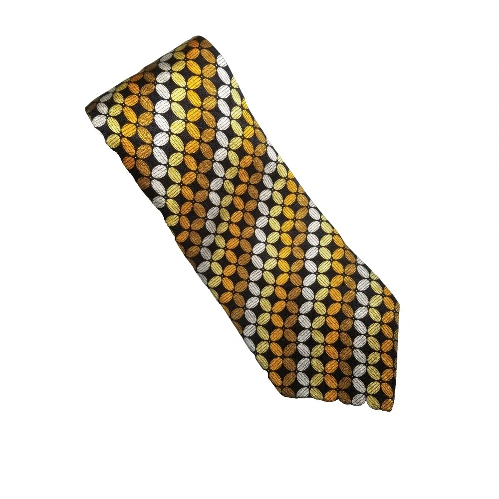 Arlequino Italia Geometric Striped Multi Color Pointed Silk Textured Tie‎